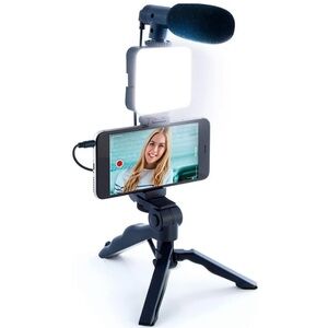 Podcast and Vlogging Kit with Microphone, LED light, and Tripod